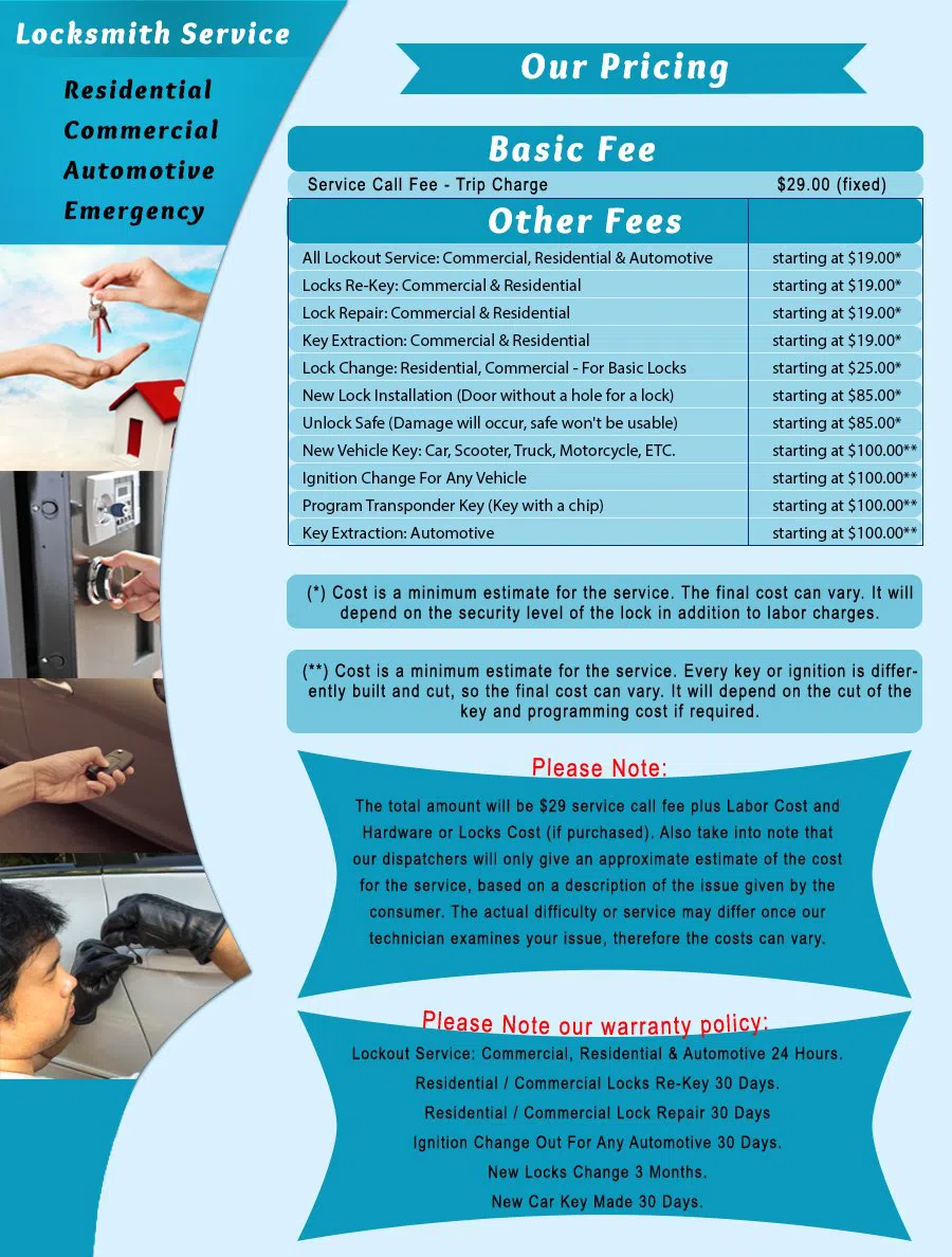 Tampa 24 Hour Locksmith Tampa, FL 813-261-6595 - Pricelist-1